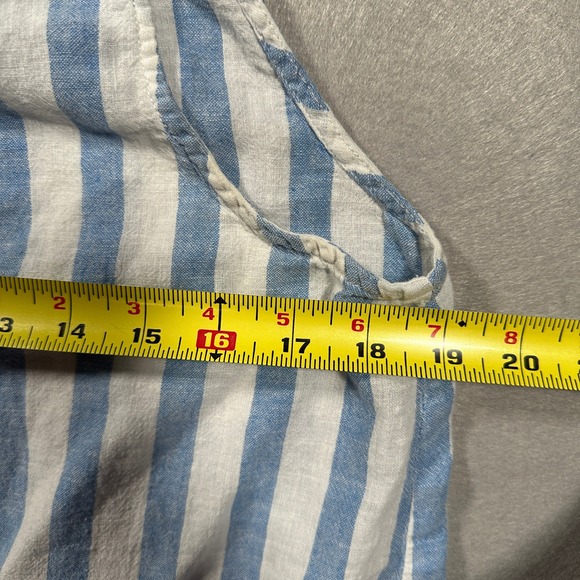 Beachlunchlounge Blue White Striped Linen Blend Tie Front Sleeveless Top Large - Picture 4 of 5